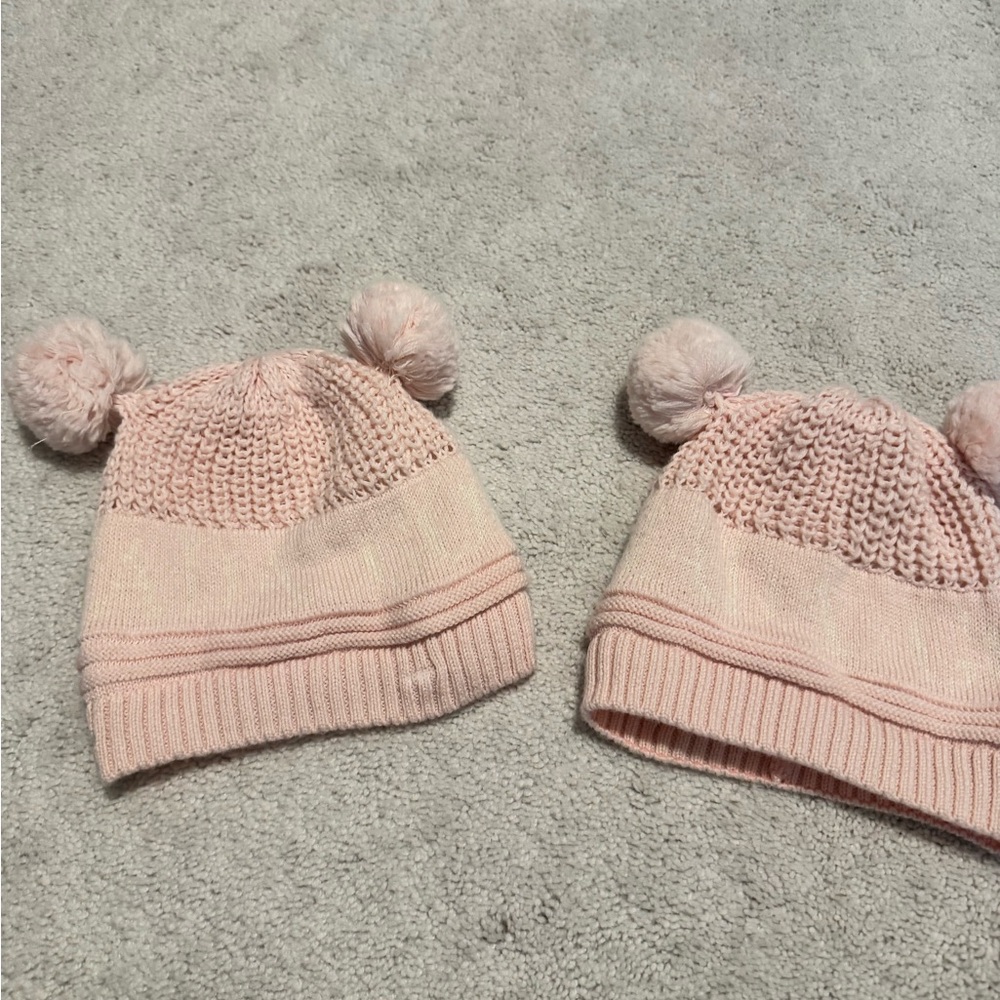 Pink Knit Pom-Pom Kids Beanie